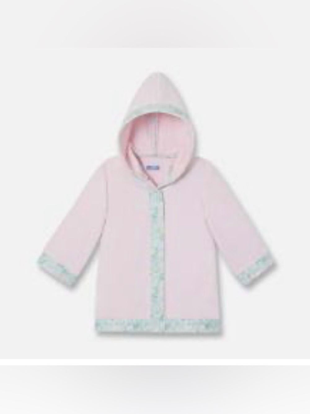 Jacadi Pink Terry Cotton Bath Robe Swim Cover-Up with Floral Liberty Fabric Trim